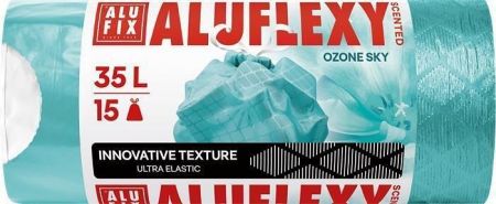 Pytle na odpadky "Aluflexy", tyrkysová, s vůní, zatahovací, 35 l, 15 ks, LDPE, ALUFIX