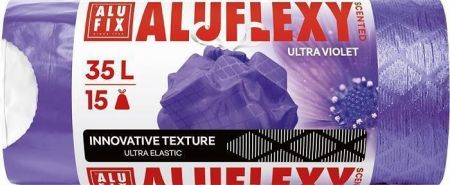 Pytle na odpadky "Aluflexy", fialová, s vůní, zatahovací, 35 l, 15 ks, LDPE, ALUFIX