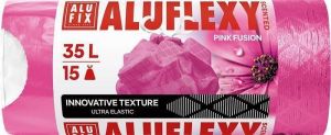Pytle na odpadky "Aluflexy", růžová, s vůní, zatahovací, 35 l, 15 ks, LDPE, ALUFIX