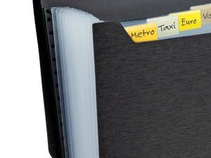 Rozkládací složka "Eco GRS Recycled", matná černá, A4, PP, 13 dílů, RAPESCO 1843