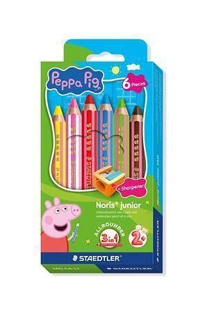 Barevné pastelky "Noris junior 140", 6 barev, 3v1, edice Peppa Pig, šestihranné, STAEDTLER