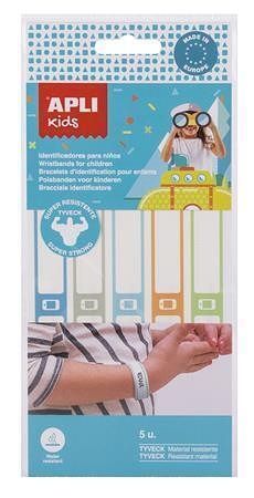 Identifikační náramky, popisovatelné, tyvek, 5 ks/balení, APLI Kids 17802