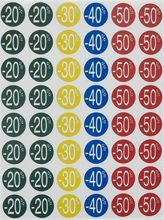 Slevové etikety, barevné, -30 až -70 %, kruhové, průměr 24 mm, 240 etiket/balení, APLI 101