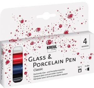 Sada fixů na sklo a porcelán "CLASSIC", fine, 4 barvy, KREUL