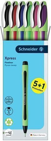 Liner "Xpress", 6 různých barev, 0,8 mm, sada, SCHNEIDER 190086