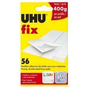 Samolepicí polštářky "Fix", bílá, 56 ks, oboustranné, UHU 40211