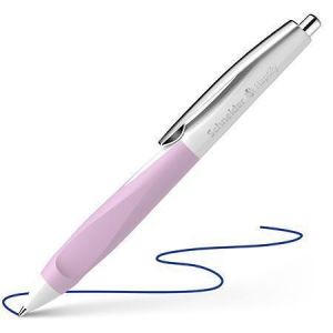 Kuličkové pero "Haptify", modrá, 0,5 mm, stiskací mechanismus, bílo-růžové tělo, SCHNEIDER