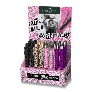 Kuličkové pero Faber-Castell Poly Ball XB Leopard Edition - stojánek 24 ks, mix motivů