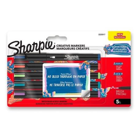 Akrylový popisovač Sharpie Acrylic Marker Brush Earth Tones - 5 ks
