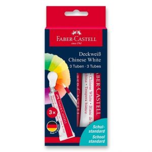 Tempery Faber-Castell Connector Chinese White - bílá, 3 ks