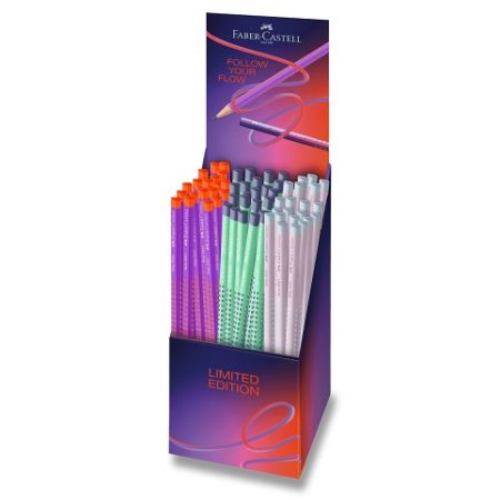 Grafitová tužka Faber-Castell Grip 2001 Flow Edition - tvrdost B, stojánek, 72 ks