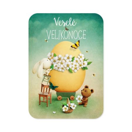 ALBI Pohlednice - Zajíc s medvídkem a vejce
