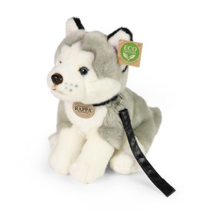 Plyšový pes husky s vodítkem 28 cm ECO-FRIENDLY