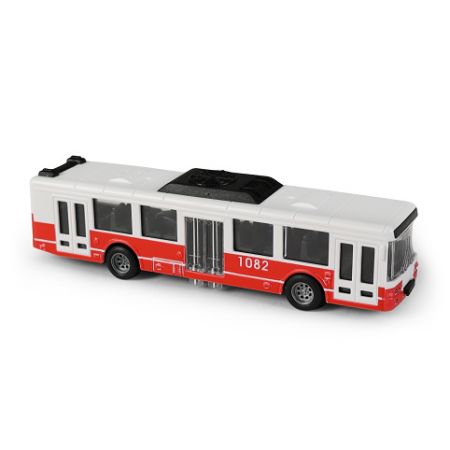 Autobus MHD červený 16 cm - otevírací dveře