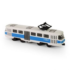 Tramvaj MHD modrá 16 cm - otevírací dveře