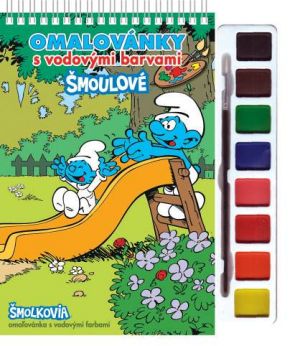 Omalovánka s barvami a štětcem Šmoulové 2