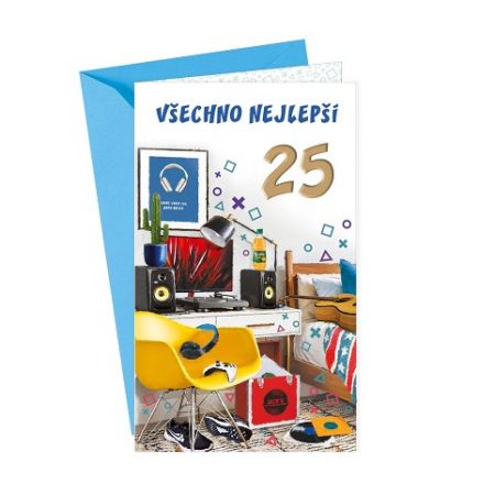 ARGUS Přání k 25.narozeninám s klopou na peníze 15-6591c25