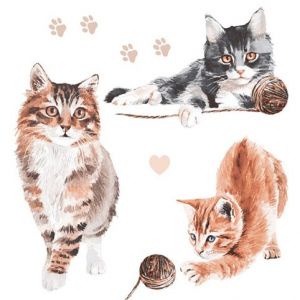 Ubrousky MAKI L (20ks) Warecolour Cats Playing with Yam