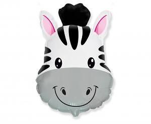 Balónek fóliový nafouknutý 14" na tyčce - Zebra
