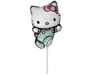 Balónek fóliový nafouknutý 14" na tyčce - Hello Kitty Hug