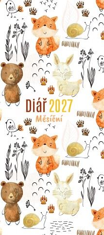 Diář měsíční potisk 2027, 8cm x 18cm, DM214