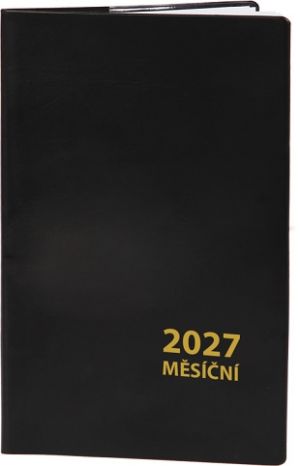 Diář měsíční malý černý 2027, 7,5cm x 11,5cm, DMM202
