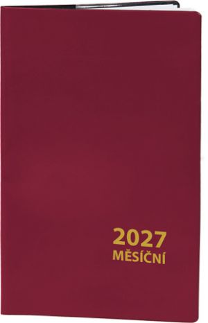 Diář měsíční malý bordó 2027, 7,5cm x 11,5cm, DMM203