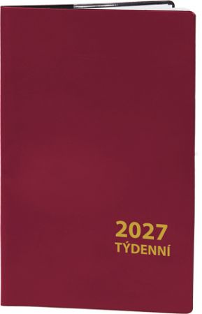 Diář týdenní - bordó 2027, 9cm x 15cm, DT217