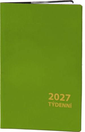 Diář týdenní - zelený 2027, 9cm x 15cm, DT219