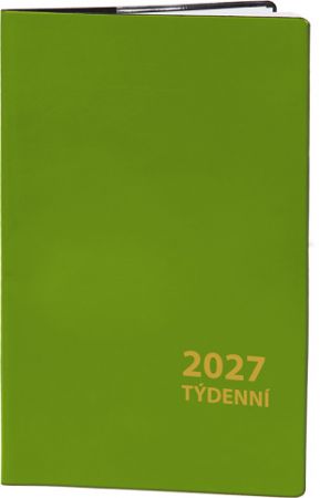 Diář týdenní - zelený 2027, 9cm x 15cm, DT219