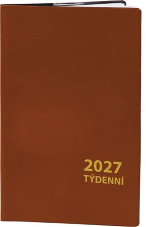 Diář týdenní - hnědý 2027, 9cm x 15cm, DT220