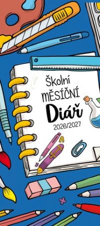 Diář školní měsíční potisk 2026/2027, 8cm x 18cm, SDM20