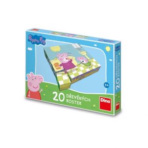 DINO Dřevěné kostky Peppa Pig: Veselý den – 20 kostek