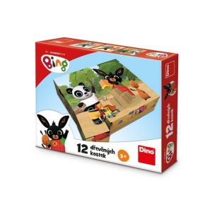 DINO Dřevěné licenční kostky Bing – 12 kostek