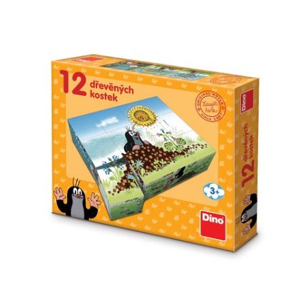 DINO Dřevěné licenční kostky Krtkův rok – 12 kostek