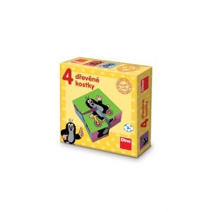 DINO Dřevěné licenční kostky Krteček - 4 kostičky