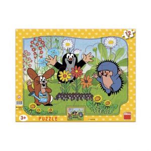 DINO Puzzle Krteček zahradník 12 dílků deskové tvary
