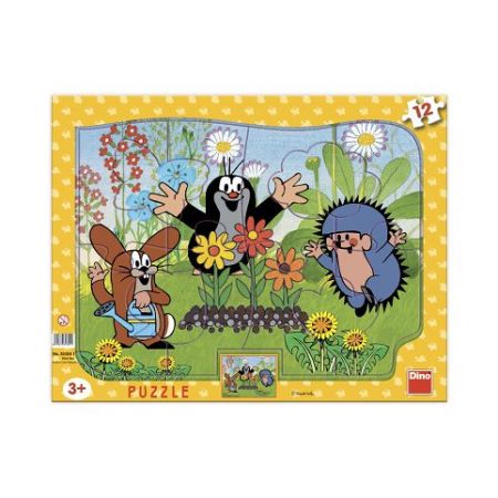 DINO Puzzle Krteček zahradník 12 dílků deskové tvary