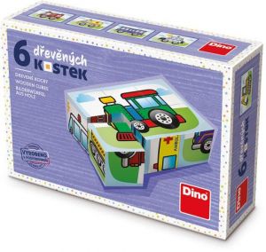 DINO Dřevěné kostky Doprava – 6 kostek