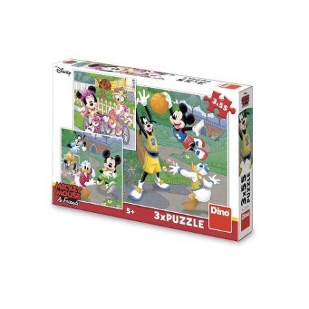 DINO Puzzle Mickey a Minnie sportovci 3x55 dílků
