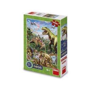 DINO Puzzle Svítící svět dinosaurů 100 xl dílků neon