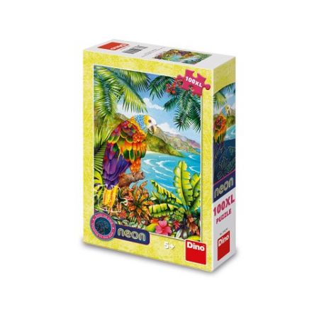 DINO Puzzle Papoušek v džungli 100 xl dílků neon