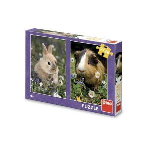 DINO Puzzle Králíček a morče 2x48 dílků