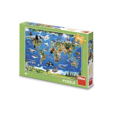 DINO Puzzle Mapa zvířat 100 XL dílků