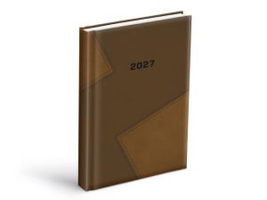 Diář denní D801 PU hnědý/hnědý 2027, 14cm x 20,5cm, 7781559