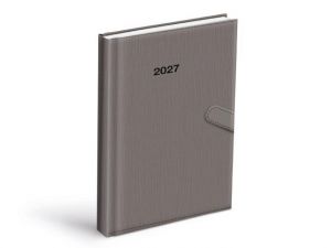 Diář denní 2027 D801 PU šedý s magnetem, 14,7cm x 21,2cm, 7781564