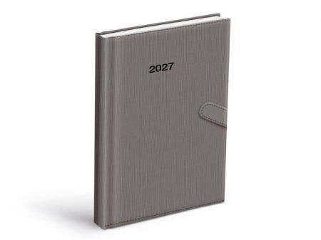 Diář denní 2027 D801 PU šedý s magnetem, 14,7cm x 21,2cm, 7781564