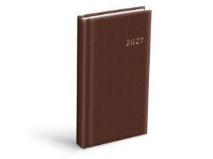 Diář denní 2027 D802 PVC tmavě hnědý , 9cm x 17cm, 7781601