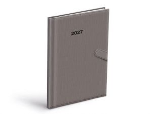 Diář týdenní 2027 T805 PU šedý s magnetem, 14,7cm x 21,2cm, 7781588
