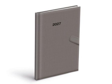 Diář týdenní 2027 T805 PU šedý s magnetem, 14,7cm x 21,2cm, 7781588